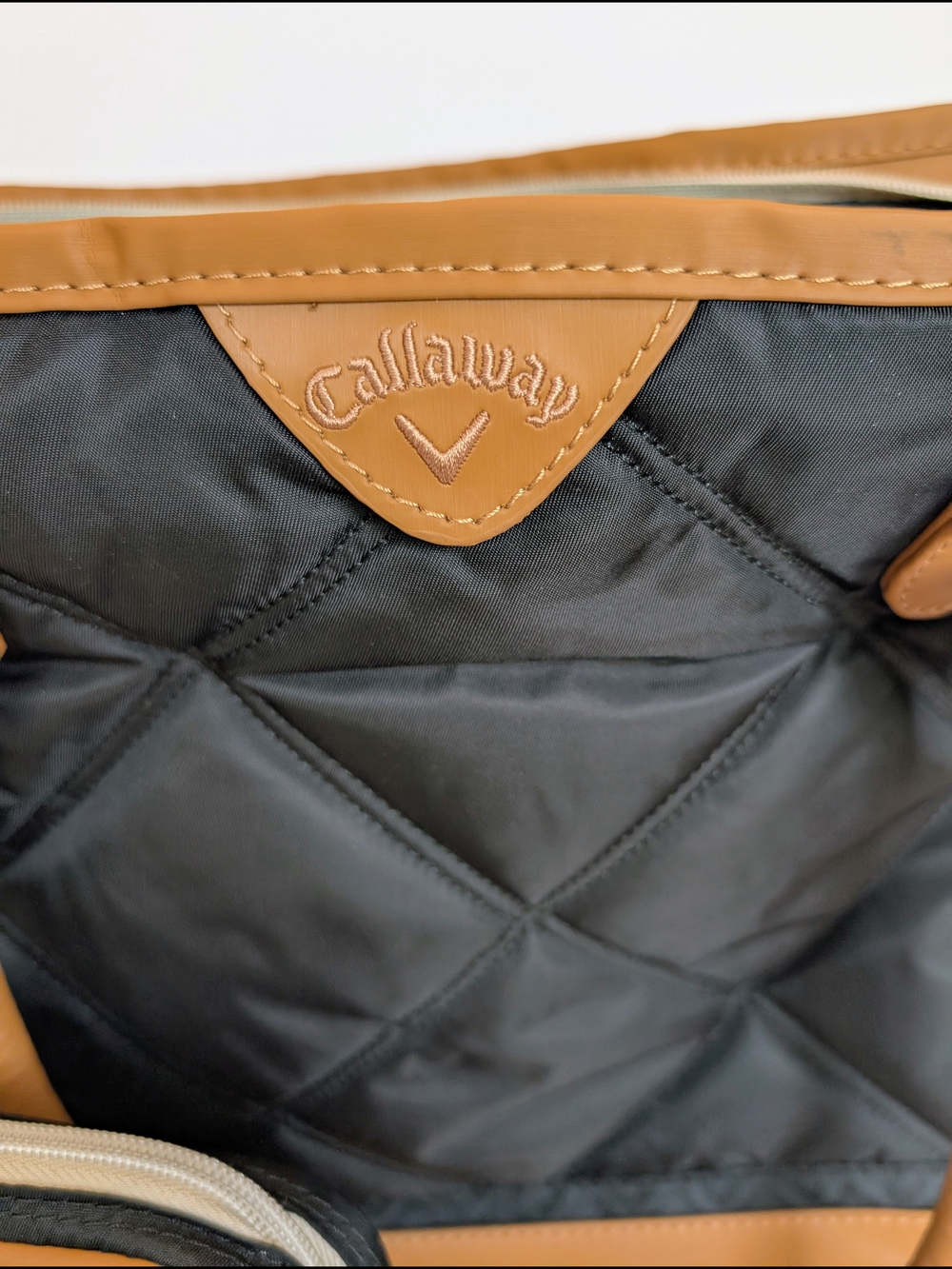 Callaway Women's Uptown Tote Bag with Travel Clutch Black/Tan - Picture 2 of 7